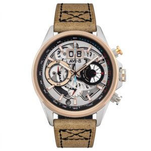 AV-4065-02 - Montre homme quartz japonais chronographe AVI-8 - Bracelet cuir véritable