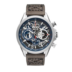 AV-4065-04 - Montre homme quartz japonais chronographe AVI-8 - Bracelet cuir véritable